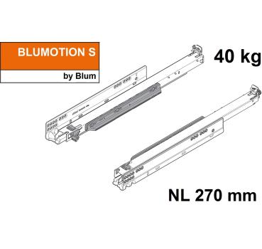 MOVENTO mit BLUMOTION S, Vollauszug für Holzschubkasten, 40 kg, NL=270mm, ohne Kupplungen, für Blumotion, 760H2700S